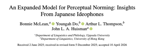 “An Expanded Model for Perceptual Norming: Insights From Japanese Ideophones” published in Topics in Cognitive Science
