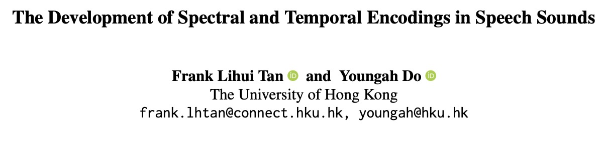 “The Development of Spectral and Temporal Encodings in Speech Sounds” published in the Association for Computational Linguistics