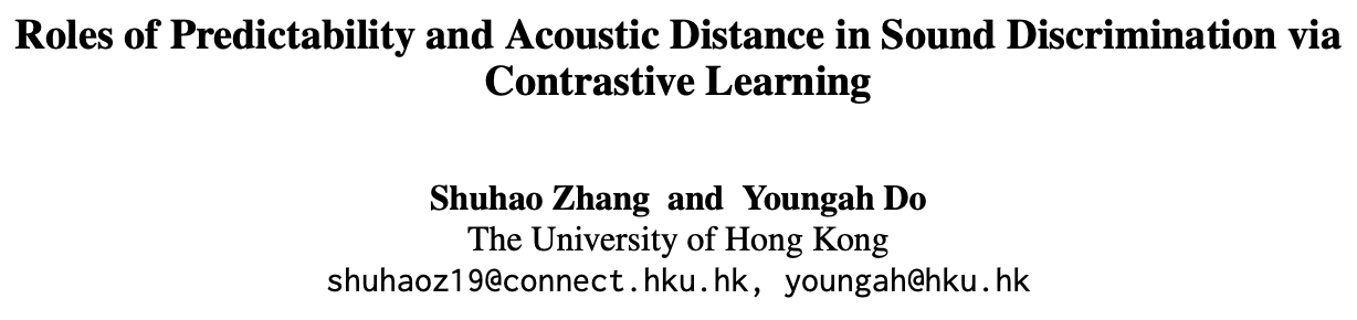 “Roles of Predictability and Acoustic Distance in Sound Discrimination via Contrastive Learning” published in the Association for Computational Linguistics